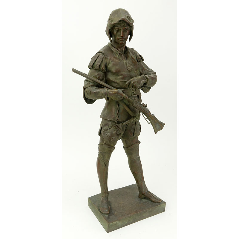 After: Emile Louis Picault, French (1833 - 1915) Bronze Sculpture of a Renaissance  Warrior, Signed to Base