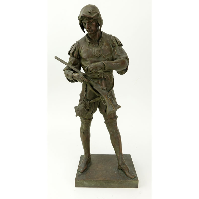 After: Emile Louis Picault, French (1833 - 1915) Bronze Sculpture of a Renaissance  Warrior, Signed to Base