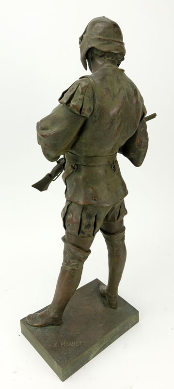 After: Emile Louis Picault, French (1833 - 1915) Bronze Sculpture of a Renaissance  Warrior, Signed to Base