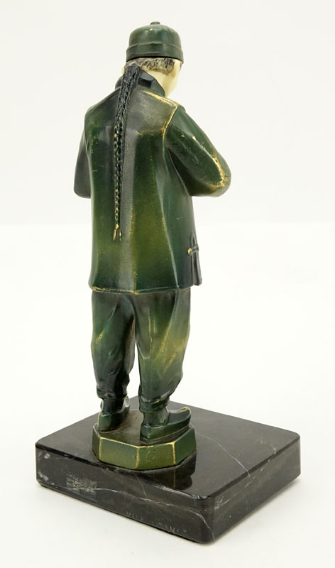 19th Century Chinese Bronze and Ivory Sculpture of a Young Boy on Marble Base