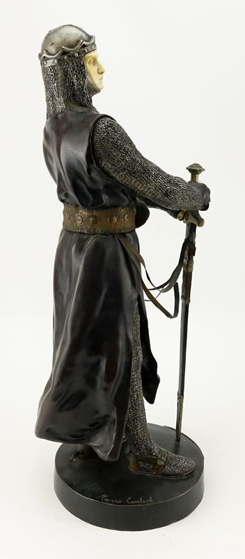 Maurice Constant Favre, French (1892–1970) "Le Preur" Bronze and Carved Ivory Sculpture