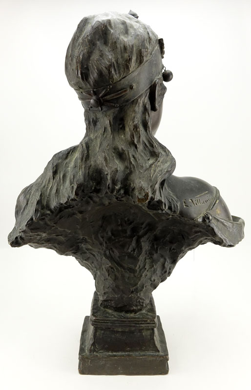 Emmanuel Villanis, French (1858 - 1914) "Orient" Bronze Bust, Inscribed Lower and Signed E