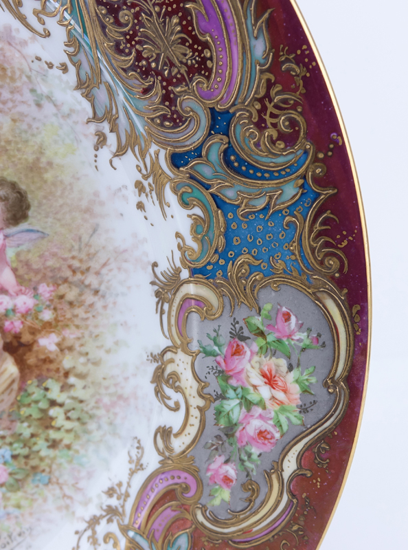 Large 19/20th Century Sevres Luster and Gilt Hand painted Charger