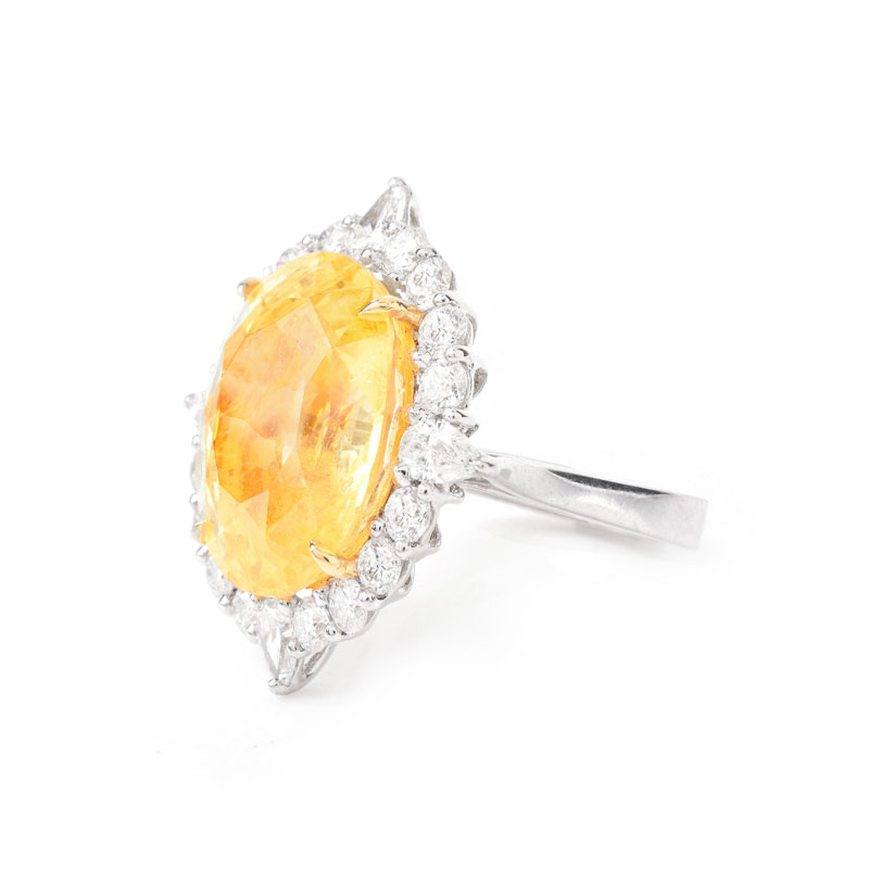 C. Dunaigre Switzerland Certified 22.60 Carat Oval Cut No Heat Ceylon Yellow Sapphire