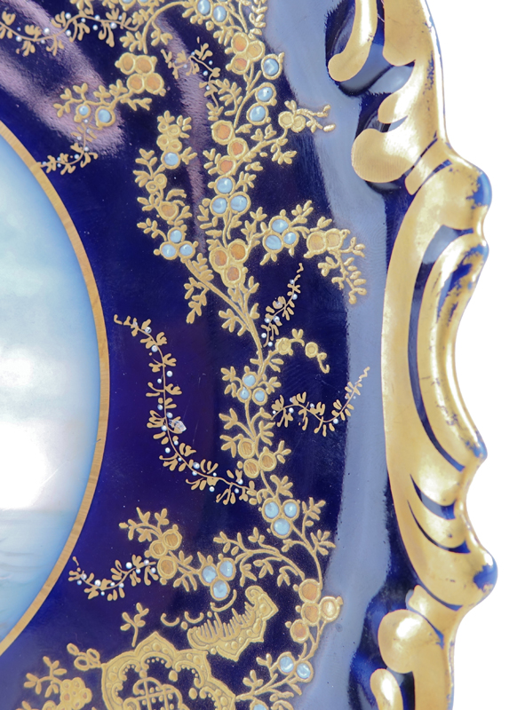 Antique Limoges Cobalt and Gilt Hand painted Cabinet Plate