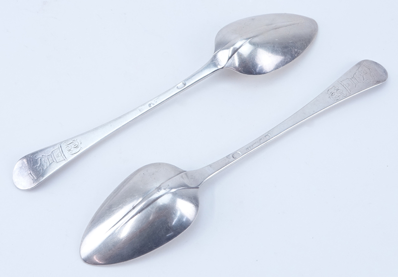 Two (2) Dorothy Langlands George III New Castle Silver Table Spoons