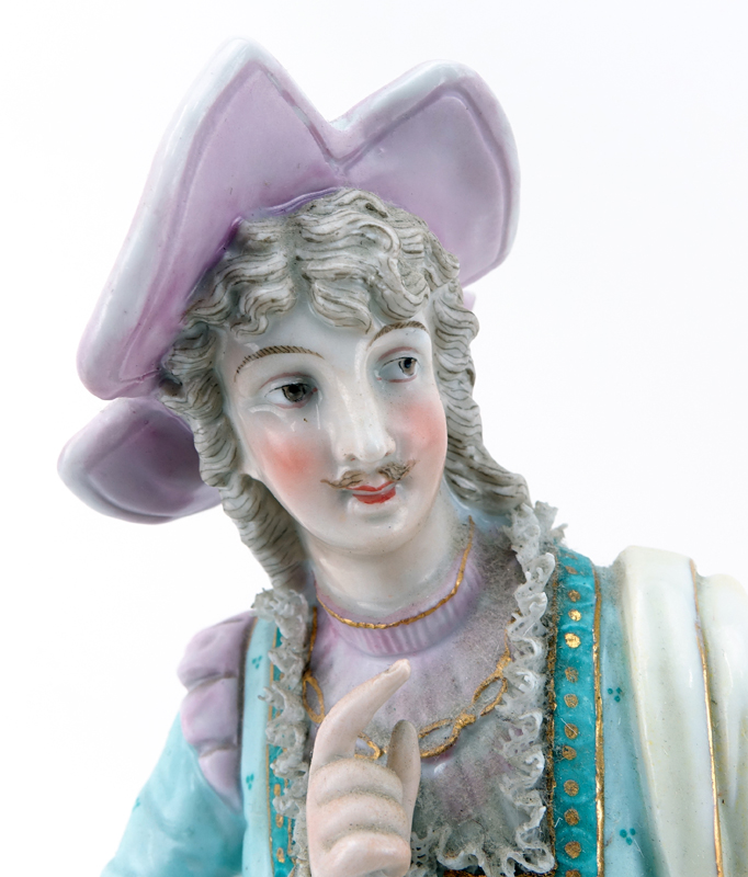Antique Rudolstadt Figure Of A Gentleman With Lace Adorned Costume.