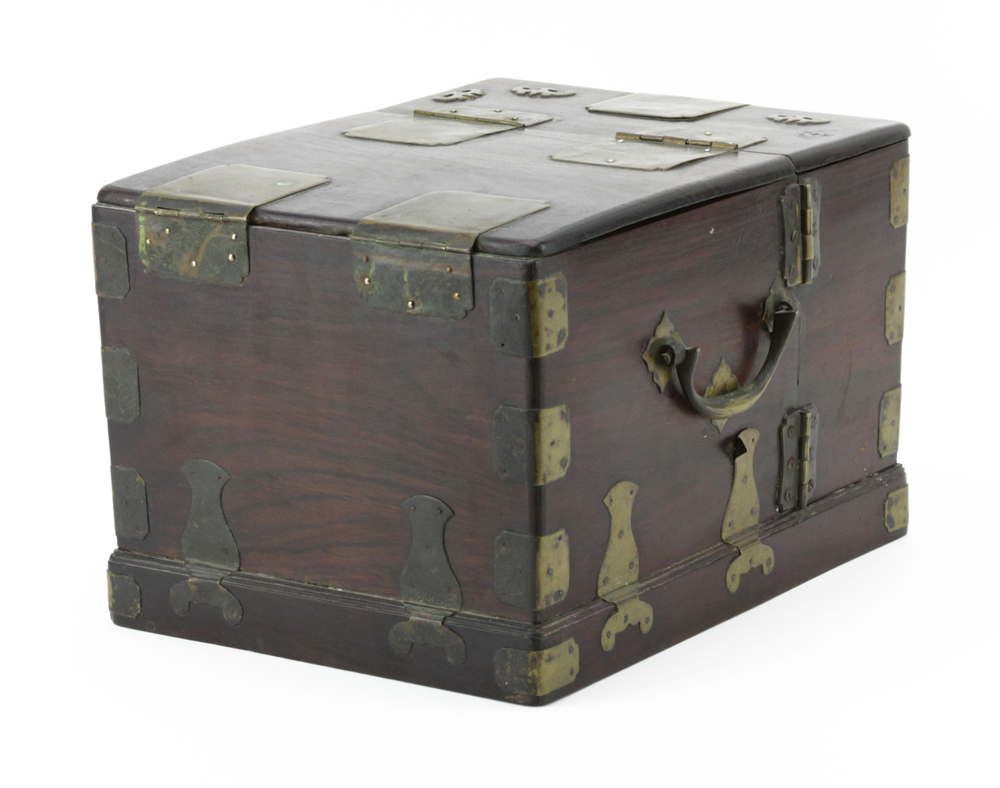 19th Century Chinese Rosewood Jewelry Box with Mirror.