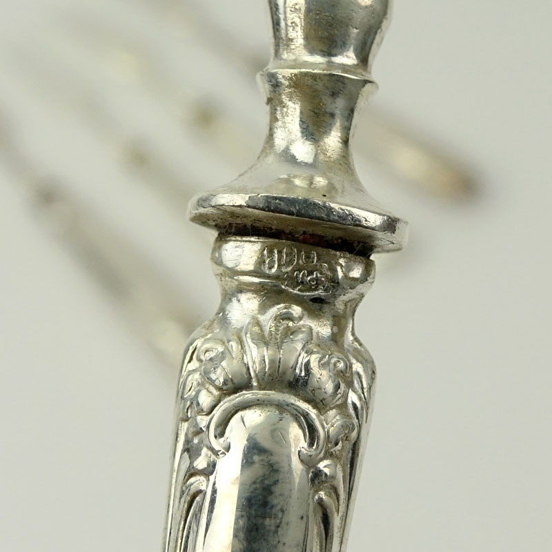 Grouping of Ten (10) Russian Art Nouveau Silver Handle Serving Pieces.