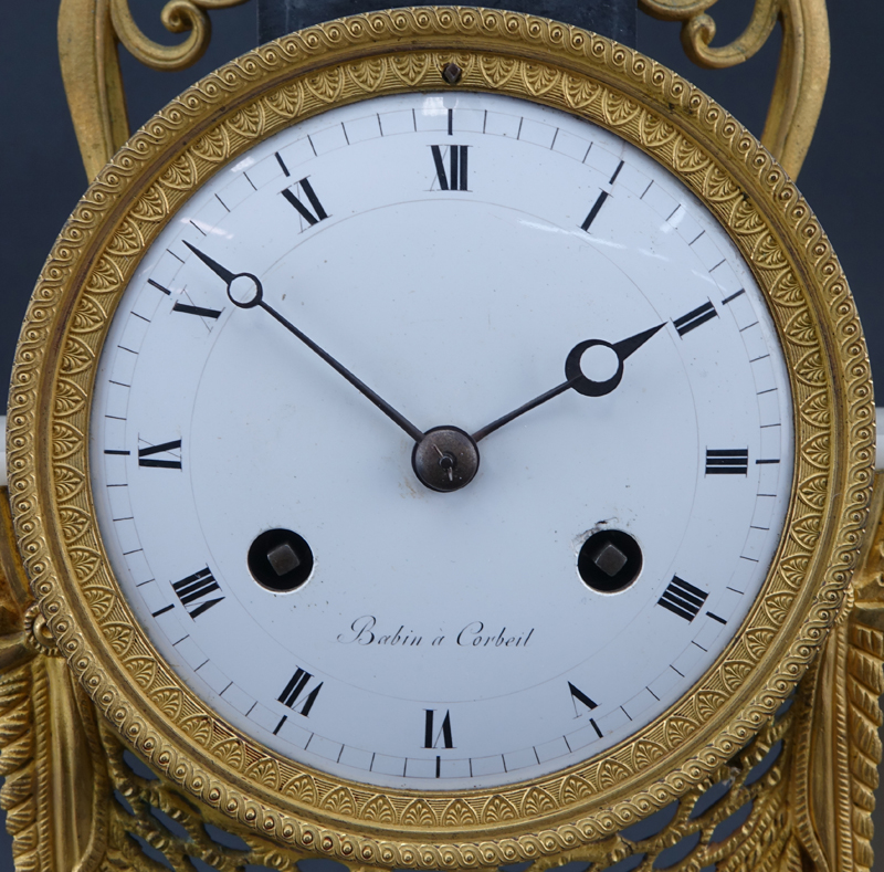 Antique French Marble And Gilt Bronze Clock.