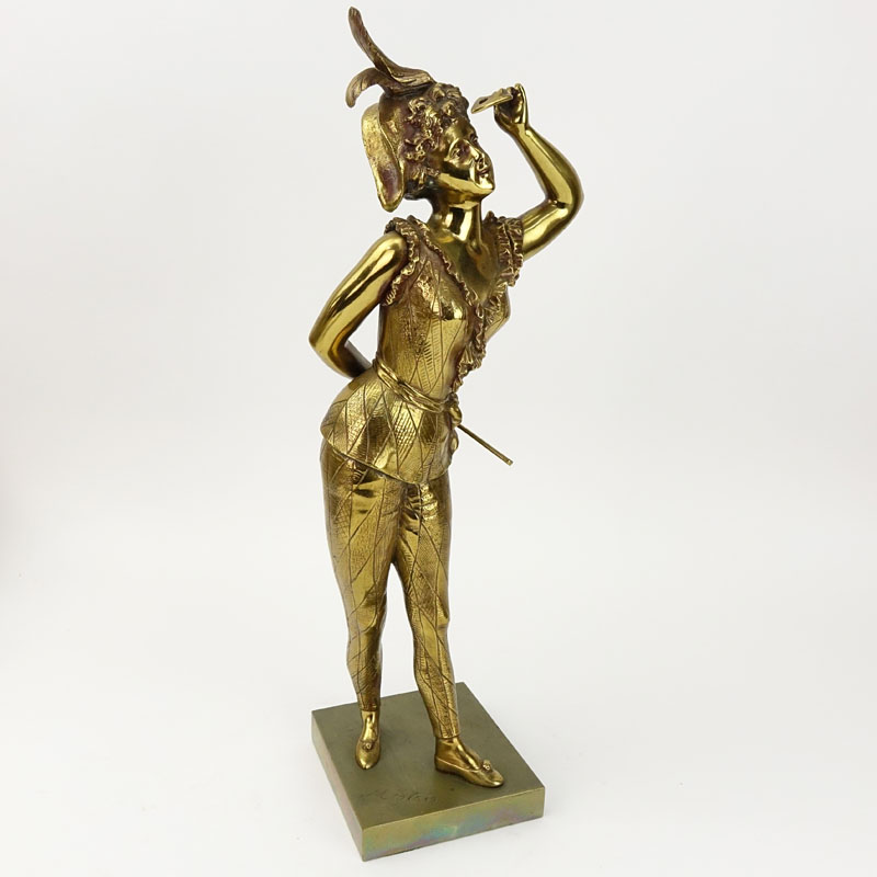 Antique Gilt Bronze Figure "Woman With Mask".