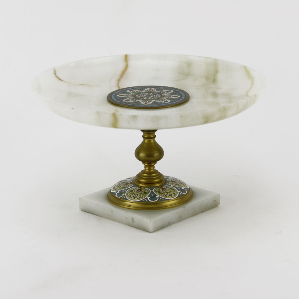 Antique French Onyx and Champlevé Enamel Tazza.