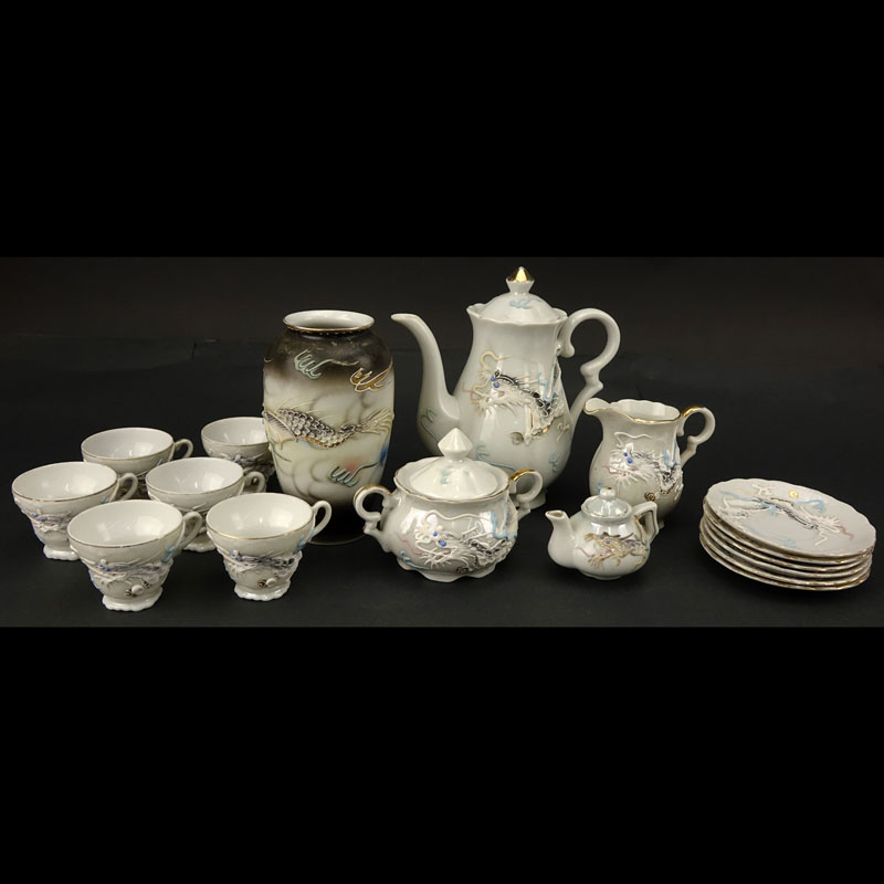 Vintage Japanese Dragonware Moriage Tea Set And Tablewares.