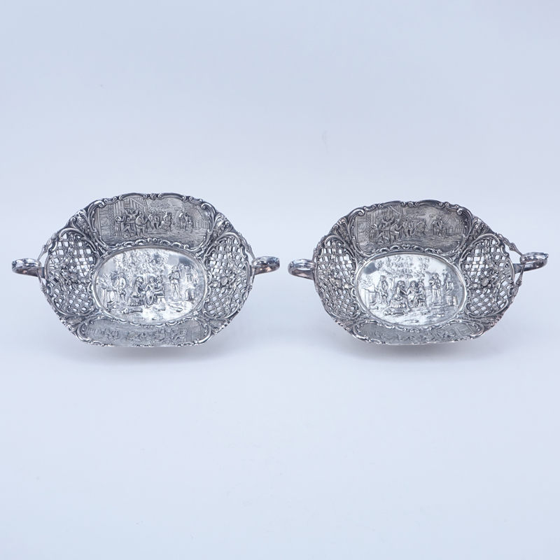 Pair of Antique Derby Silver Plate Co Footed Baskets