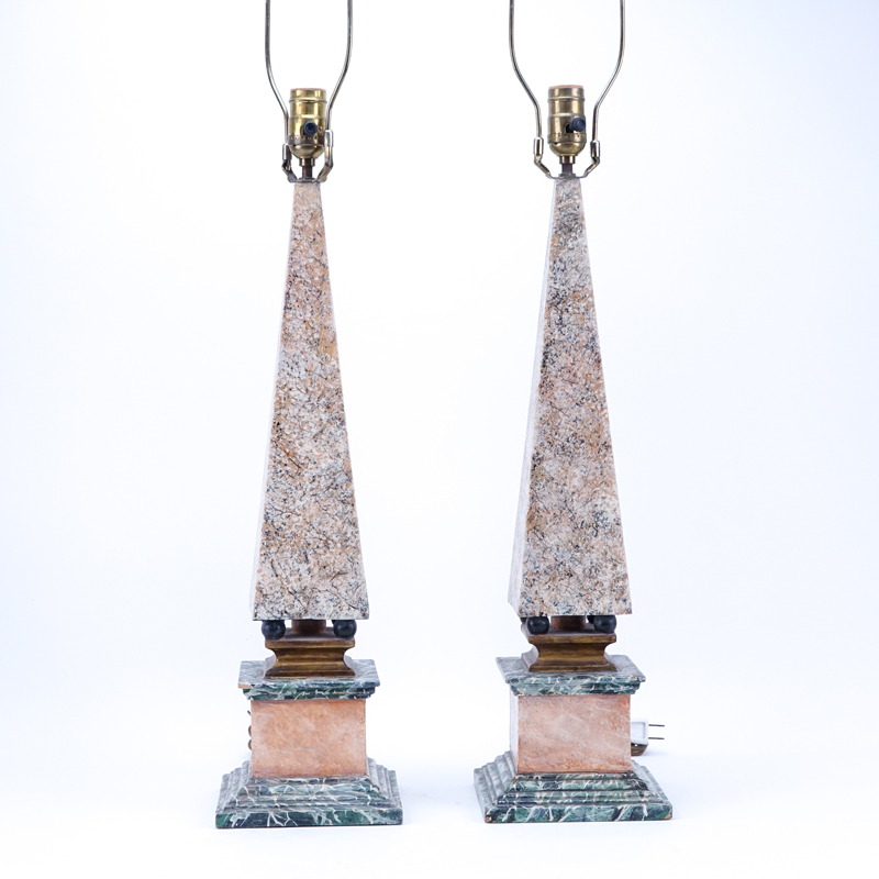 Pair of Neoclassical Style Polychrome Faux Mar
