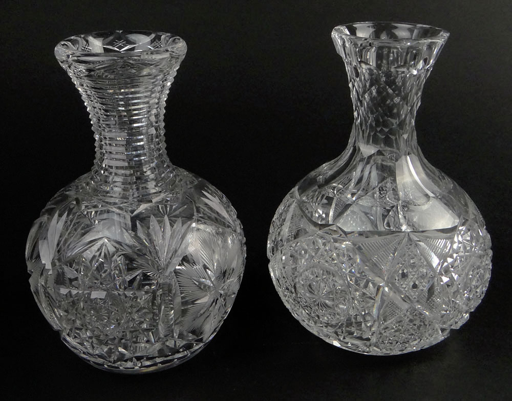 Pair of Two (2) Early American Brilliant Cut Bottles.