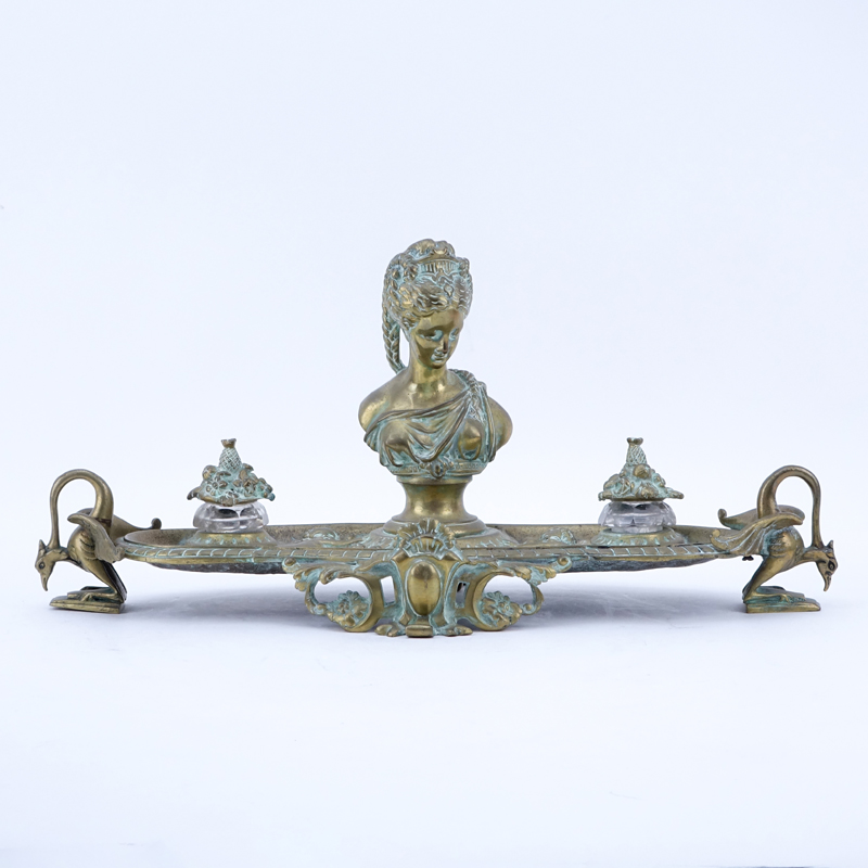 Art Nouveau Style Gilt Bronze Inkwell.