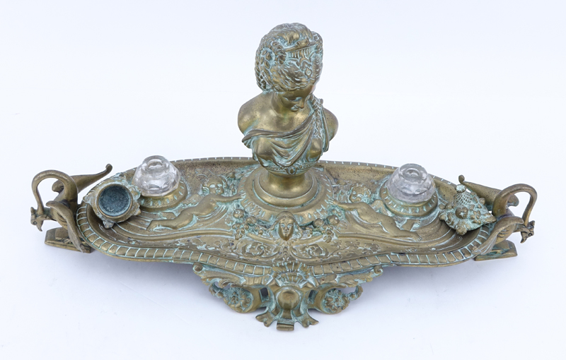 Art Nouveau Style Gilt Bronze Inkwell.