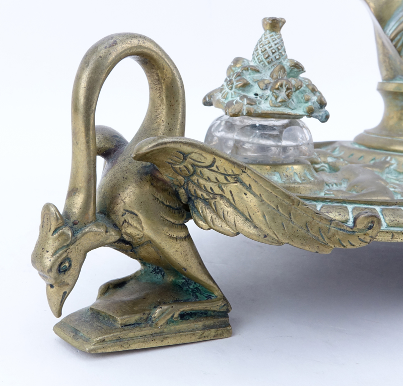 Art Nouveau Style Gilt Bronze Inkwell.