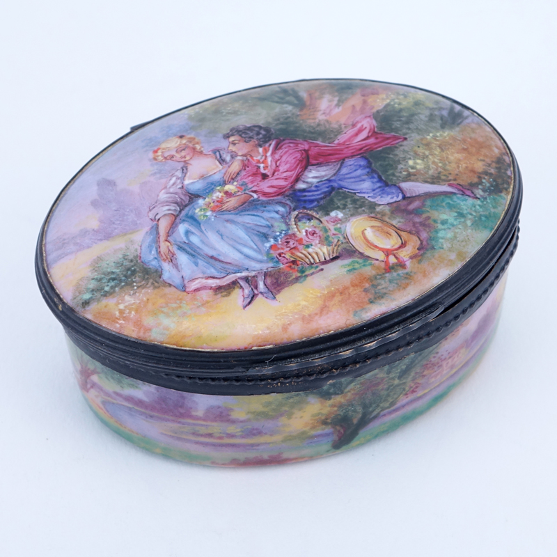 19th Century French Hand Painted Porcelain Trinket Box