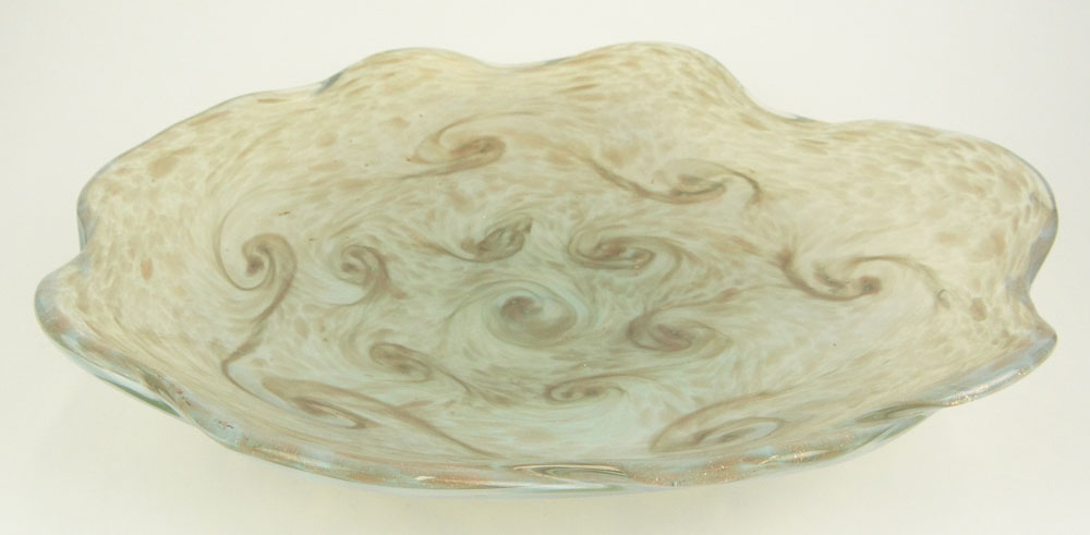 Vintage Art Glass Free-Form Shallow Bowl