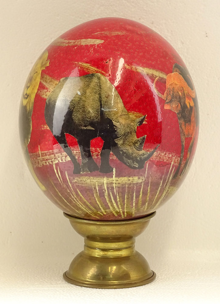 Painted and Decoupage Ostrich Egg