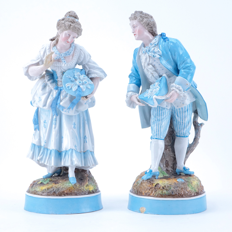 Pair of German Porcelain  Male and Female Figurines