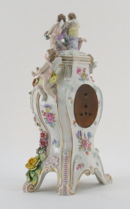 Meissen Style Porcelain Figural Clock