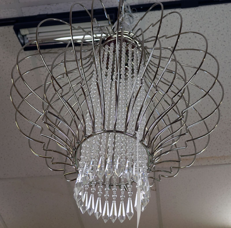 Modern Chrome and Hanging Crystal Pendant Light Fixture