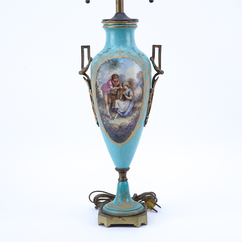 19th Century French Sevres Style Bronze Mounted Porcelain Lamp