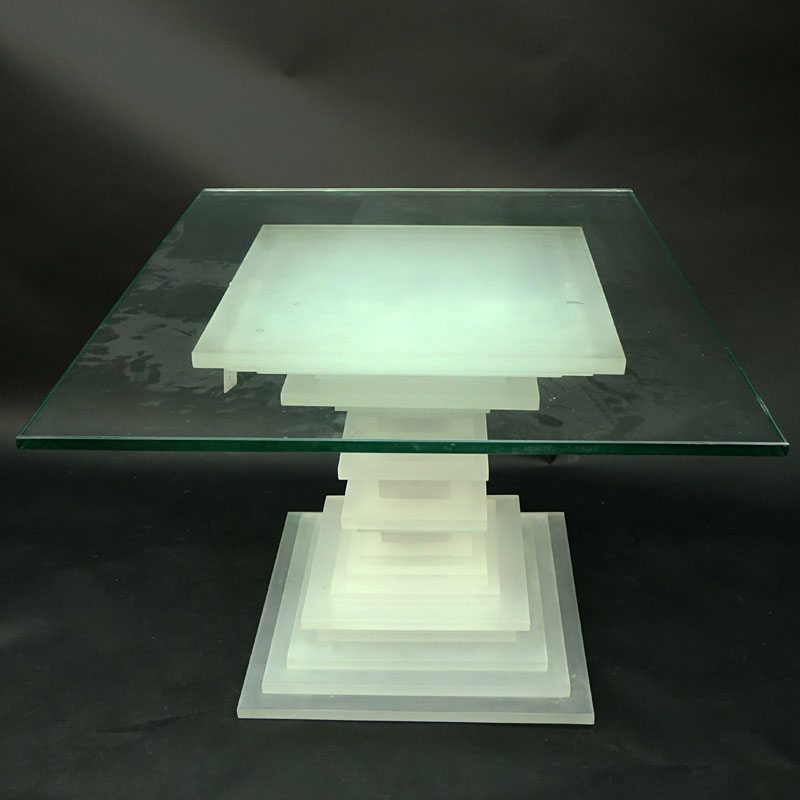 Retro Stacked Lucite Pedestal Table