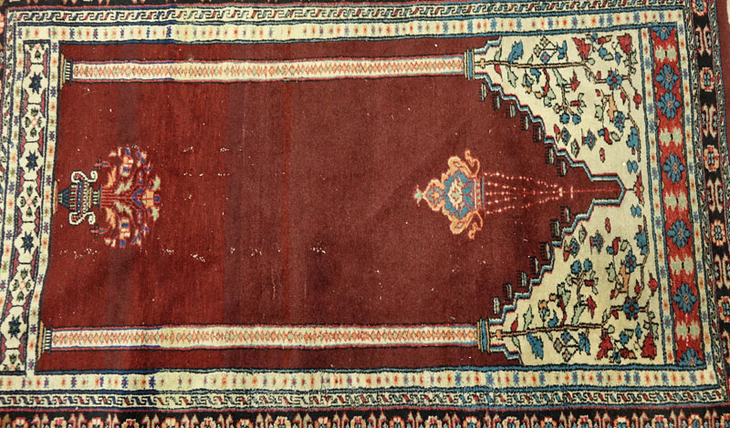 Semi-Antique Turkish Prayer Rug