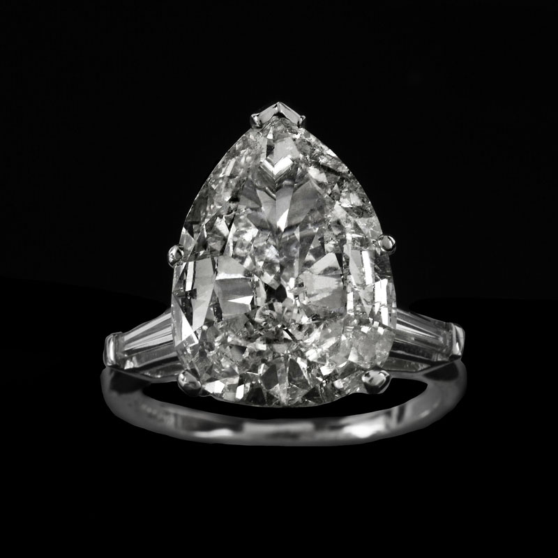 EGL Certified 6.32 Carat Pear Shape Diamond and Platinum Engagement Ring