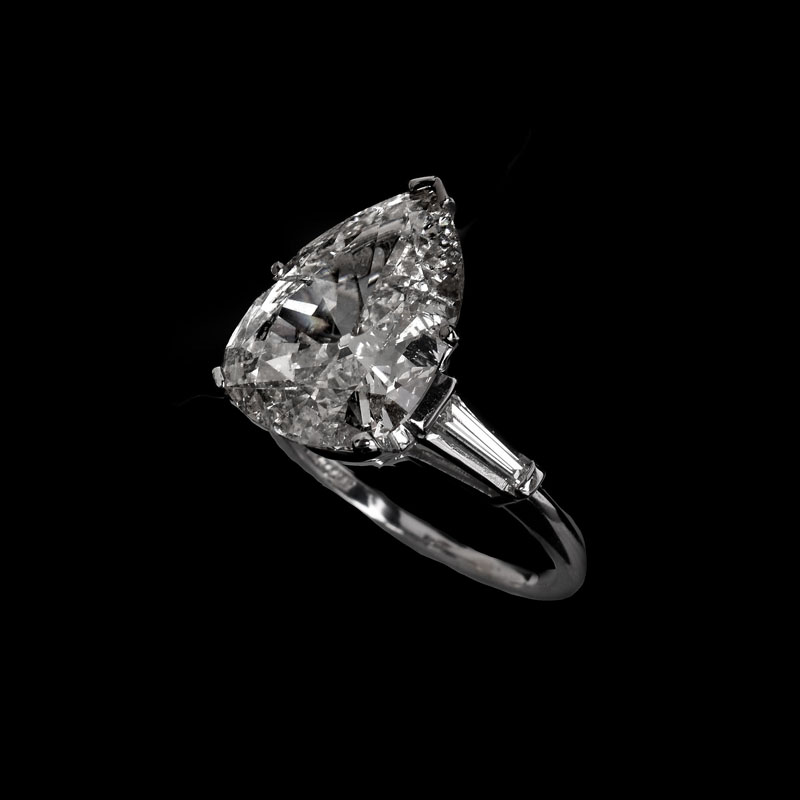 EGL Certified 6.32 Carat Pear Shape Diamond and Platinum Engagement Ring