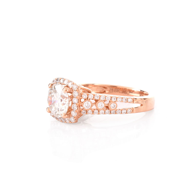 Approx. 2.64 Carat TW Diamond and 18 Karat Rose Gold Engagement Ring