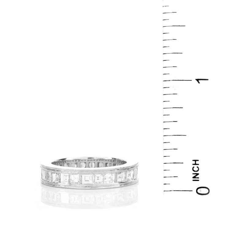 Approx. 4.0 Carat Square Cut Diamond and Platinum Wedding Band