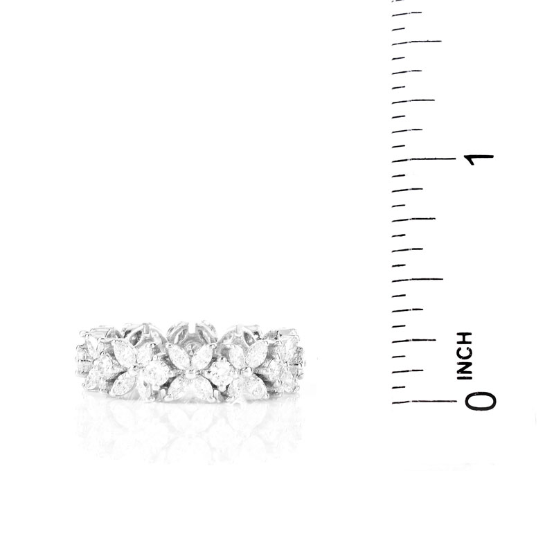 Approx. 2.80 Carat TW Marquise and Round Brilliant Cut Diamond and 18 Karat White Gold Eternity Band