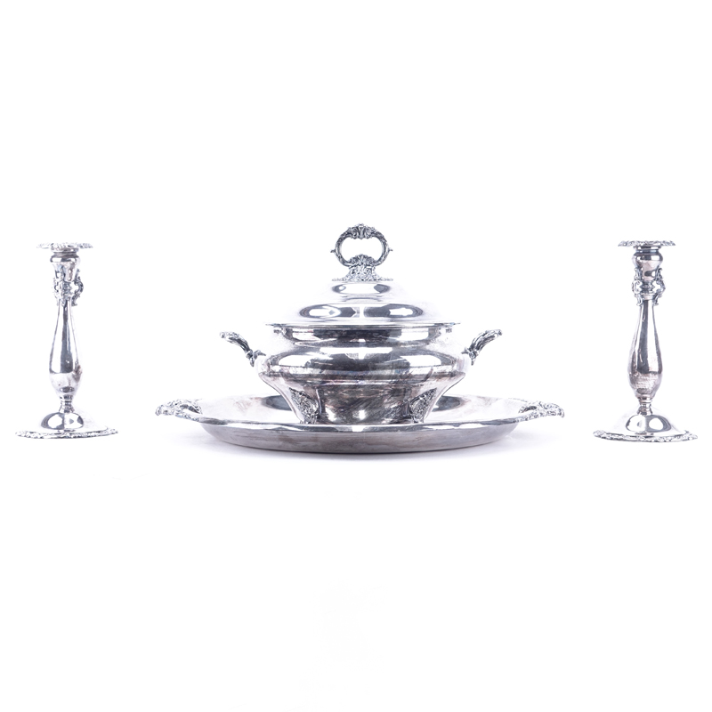 Collection of Three (3) Wallace Baroque Silver Plate Tableware