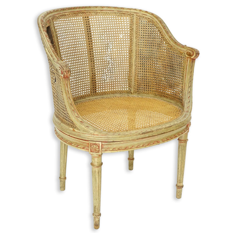 Early 20th Century Louis VXI Style Caned Vanity Chair