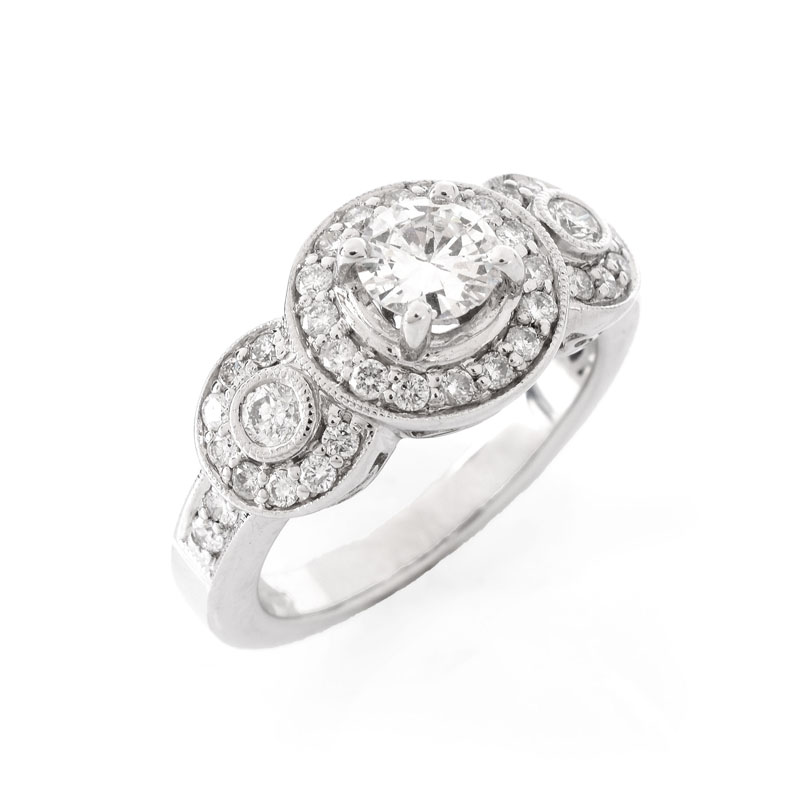 Approx. 1.40 Carat Diamond and 18 Karat White Gold Engagement Ring