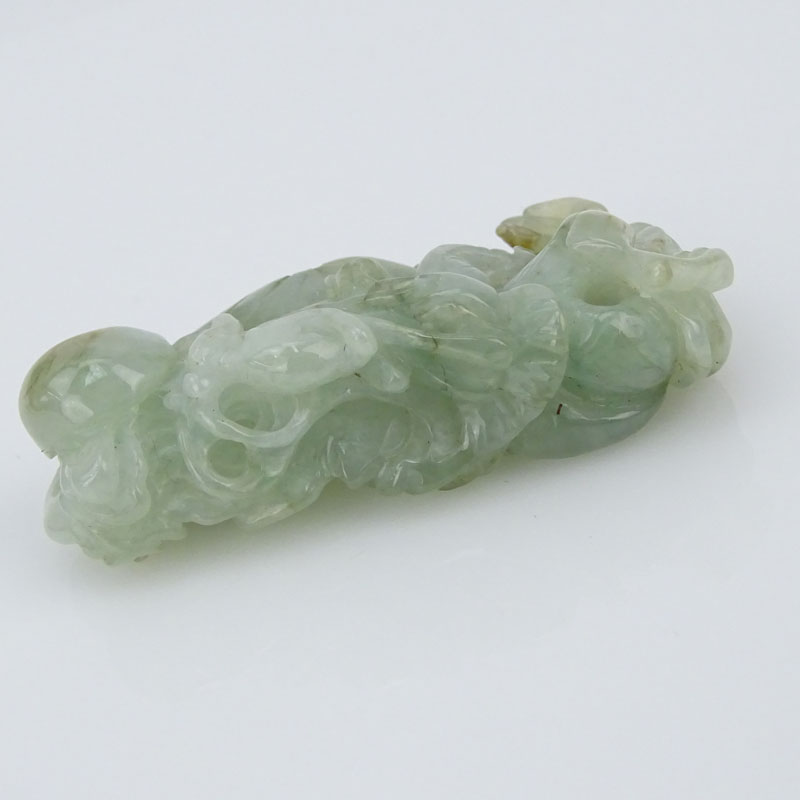 Chinese Open Work Carved Celadon Jade Pendant