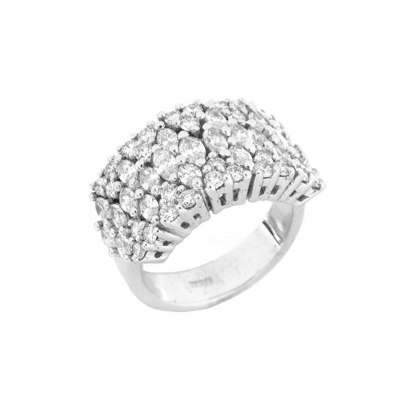 Approx. 2.35 Carat TW Marquise and Round Brilliant Cut Diamond and 18 Karat White Gold Ring