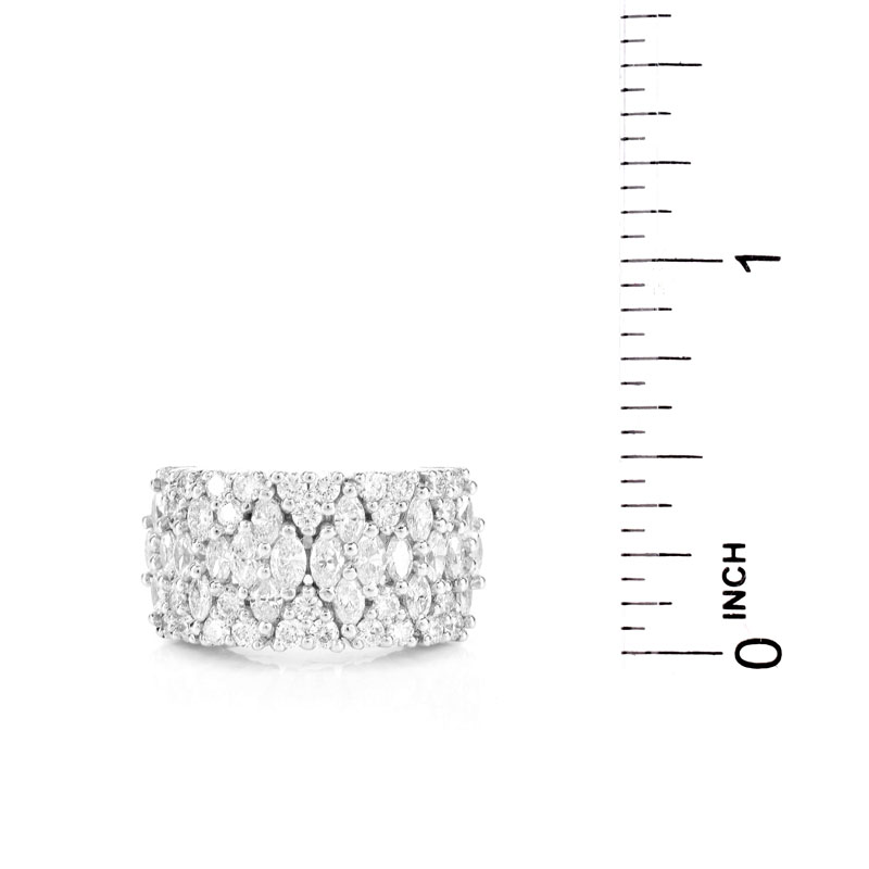 Approx. 2.35 Carat TW Marquise and Round Brilliant Cut Diamond and 18 Karat White Gold Ring