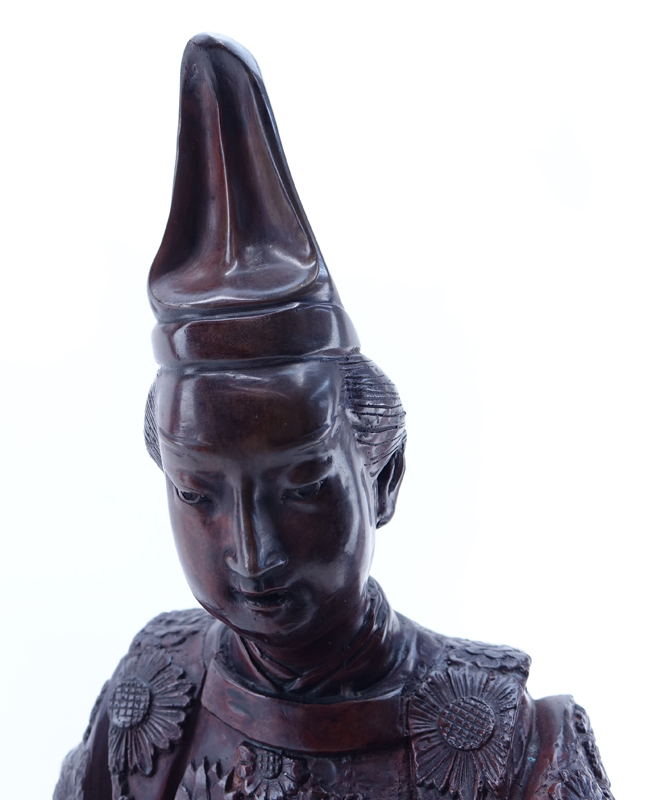 Japanese Bronze Sculpture of a Geisha with Drum, 20th Century