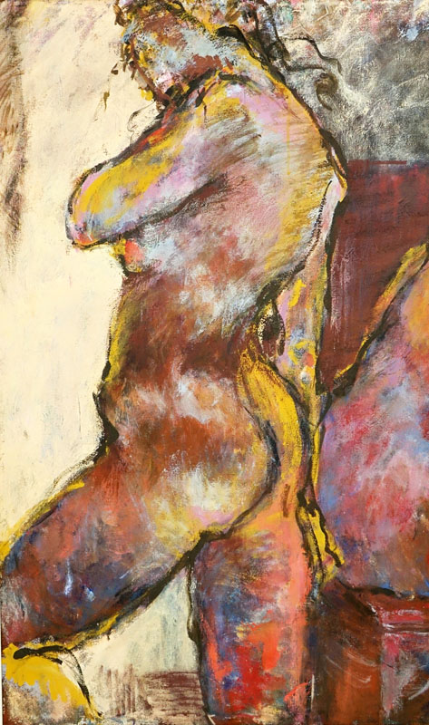 Large Oil on Canvas "Abstract Nudes" Signed Sorrentino Lower Right