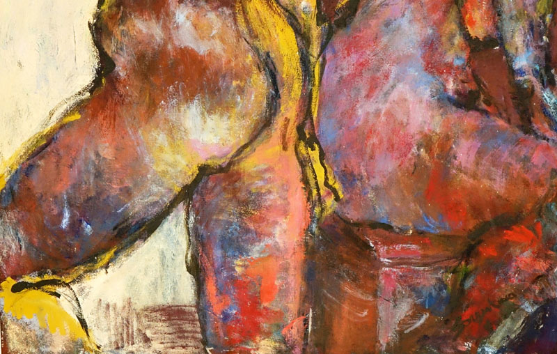 Large Oil on Canvas "Abstract Nudes" Signed Sorrentino Lower Right