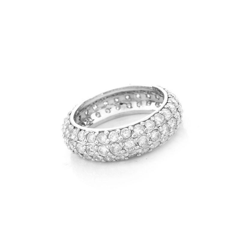 Approx. 2.85 Carat Pave Set Round Brilliant Cut Diamond and 18 Karat White Gold Eternity Band