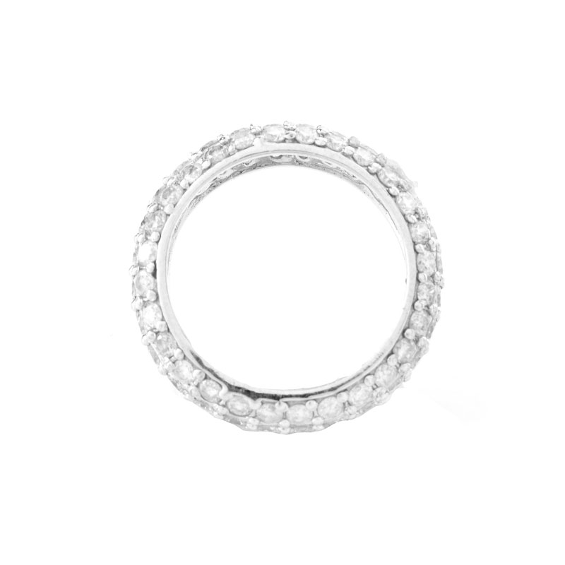 Approx. 2.85 Carat Pave Set Round Brilliant Cut Diamond and 18 Karat White Gold Eternity Band