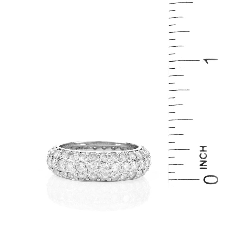 Approx. 2.85 Carat Pave Set Round Brilliant Cut Diamond and 18 Karat White Gold Eternity Band