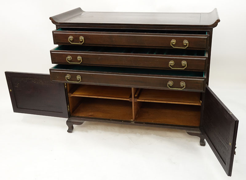 Mid Century Chinese Silverware Chest of Drawers with Brass Mounts